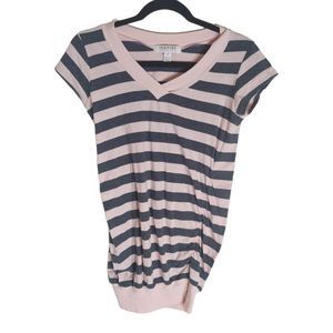 Inspire maternity striped v neck pink and gray size s